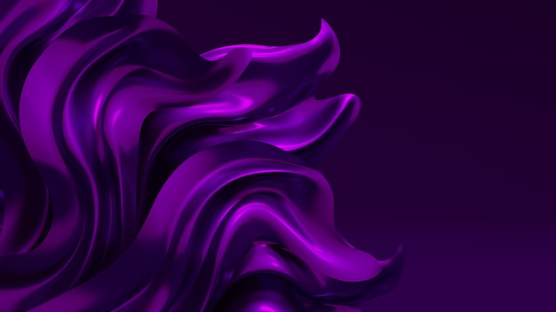 3d rendering of purple pleats and swirls