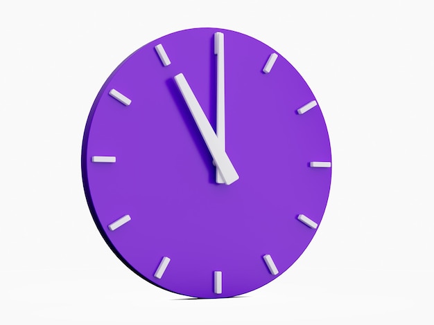 3d rendering purple wall clock on white background Time is 11 or eleven o clocks 3d Illustration