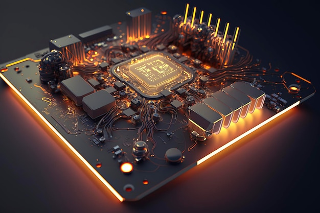 3D rendering quantum processor quantum computerAI technology generated image