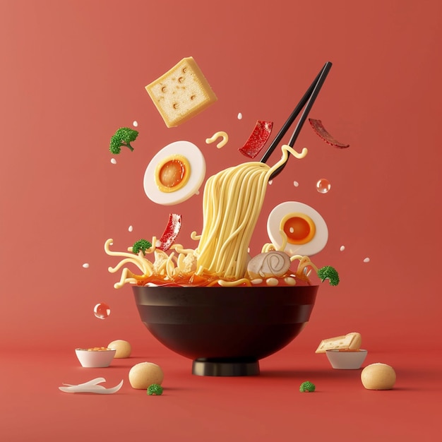 Photo 3d rendering of ramen