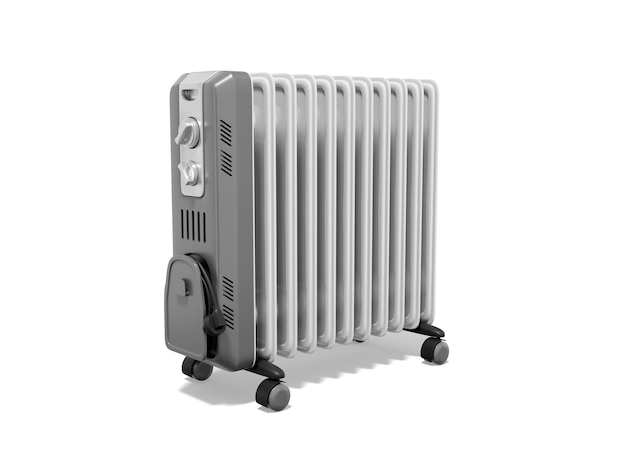 3d rendering Realistic electric oil heater isolated on white background