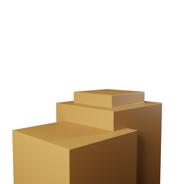 3d rendering realistic minimal 2 stacking cube shape geometric brown podium autumn season theme