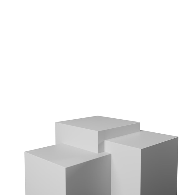 3d rendering realistic minimal square white podium geometric shape, good for product showcase