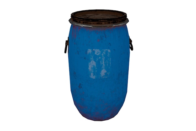 3d rendering realistic storage blue plastic barrel