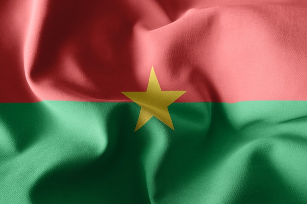 3d rendering realistic waving silk flag of Burkina Faso