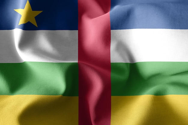 3d rendering realistic waving silk flag of Central African Republic