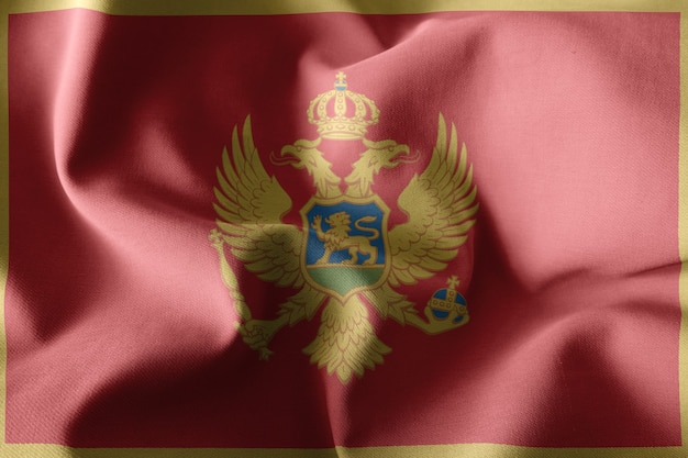 3d rendering realistic waving silk flag of Montenegro