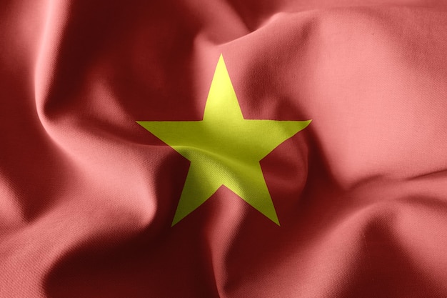 3d rendering realistic waving silk flag of Vietnam