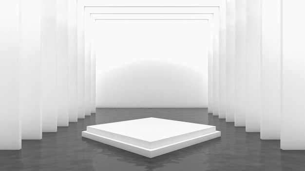 3d rendering of rectangle podium for show product