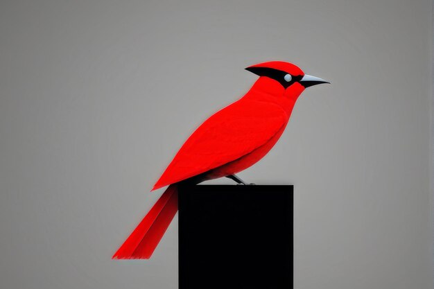 Photo 3d rendering of red bird on a grey background