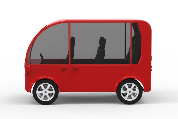 3d rendering red mini van or shuttle bus on white background