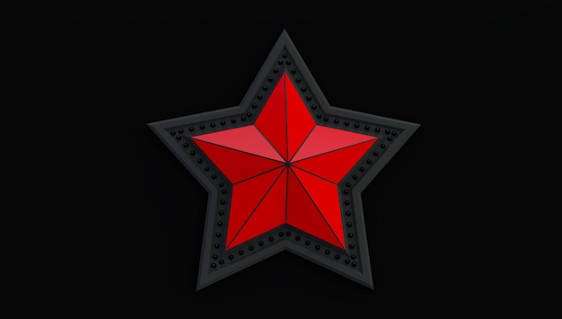 3D rendering of a red star isolated on a black background