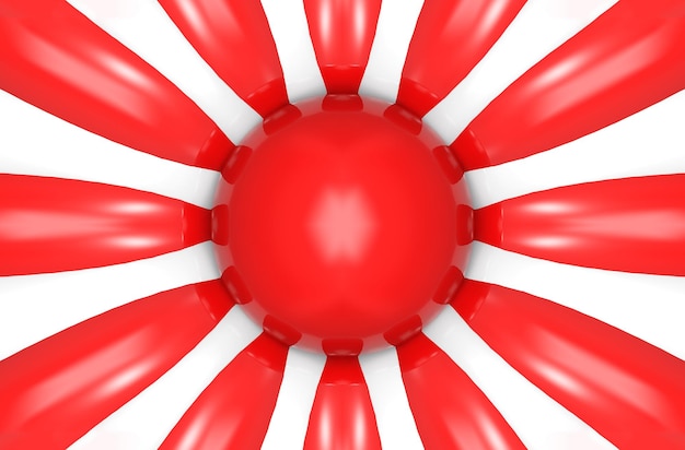 3d rendering Red and white plate swirl twist art design with circle on center as Japanese flag sign background