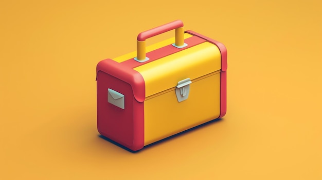 3D rendering of a red and yellow toolbox