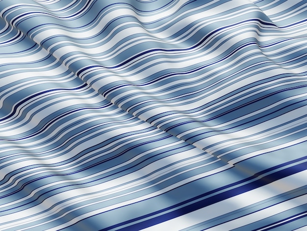 3D rendering. Rippled clothes. Striped wave background