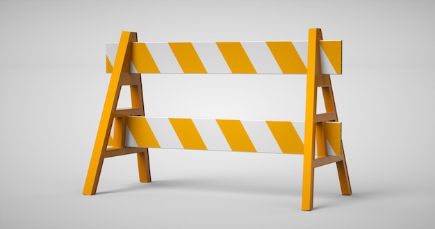 3D rendering of road barrier under construction symbol