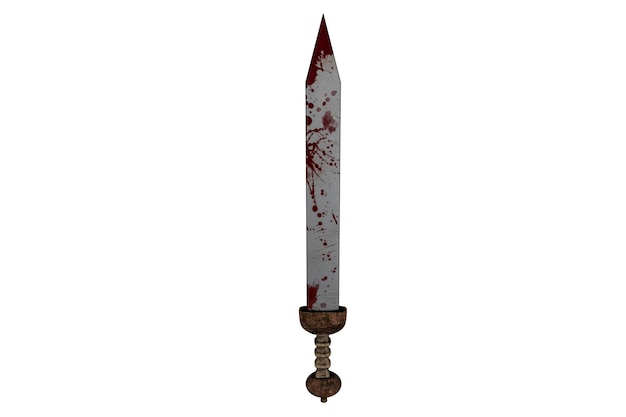 3d rendering roman sword with blood