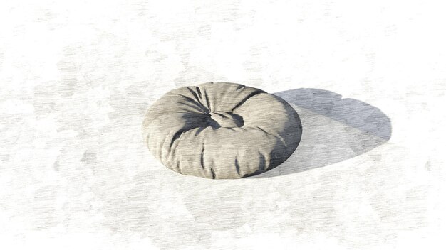 3d rendering round beanbag on sketch