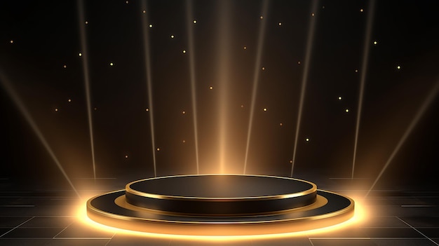 3D Rendering of a Round Gold and Black Podium