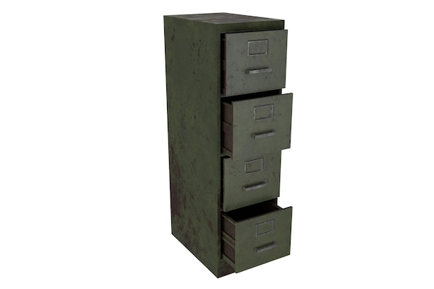 3d rendering rusty filing cabinet