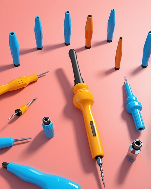 3D rendering of a Screwdriver on a bright color isolated background