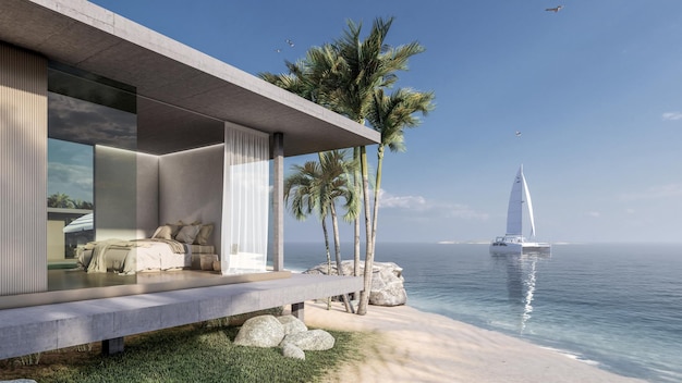 3D Rendering Of Sea Villa Illustration