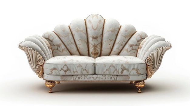 3D rendering of a seashell sofa on a white background