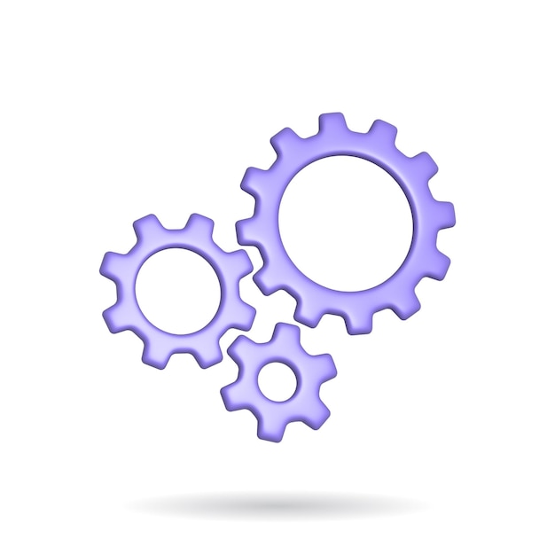 3d rendering setting gear icon Illustration with shadow isolated on white