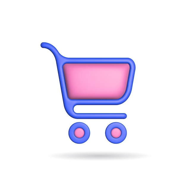 3d rendering shopping backet icon Illustration with shadow isolated on white