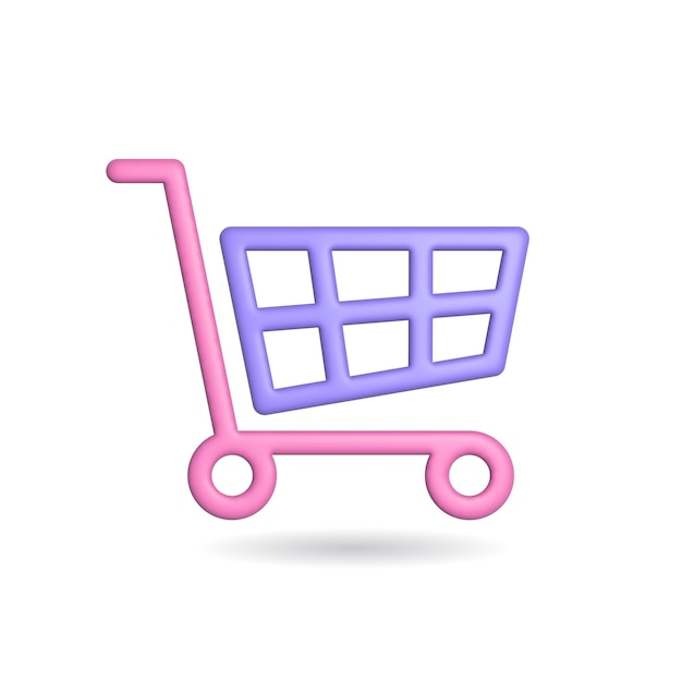 3d rendering shopping backet icon Illustration with shadow isolated on white