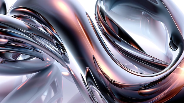 3D rendering of a silver and black abstract shape with a glossy surface