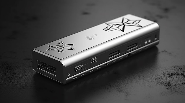 3D rendering of a silver harmonica on a dark background