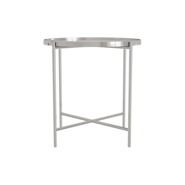 3D rendering Silver Metal Circle Side Table With Four Silver Met