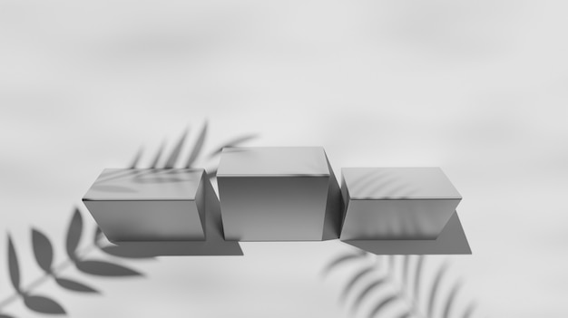 3D rendering of silver podium on the wall