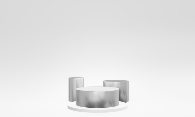 3D rendering silver podium 