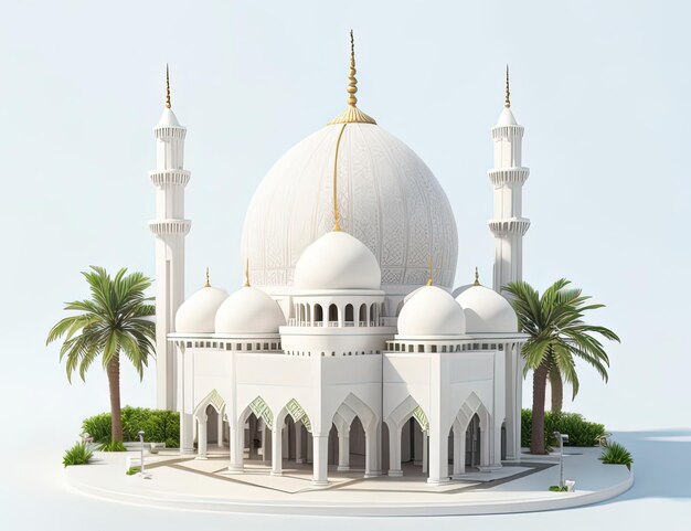 3d rendering of simple miniature mosque