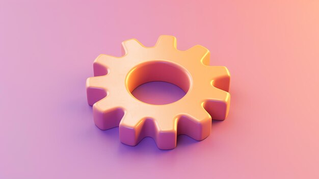 3D rendering of a single pink gear on a pink background