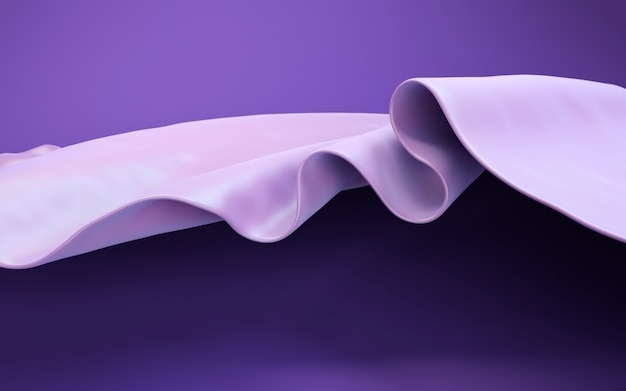 3d rendering of soft purple cloth floating