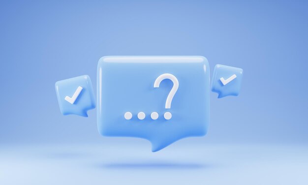 3d rendering speech bubble icon isolated on blue background Question icon concept