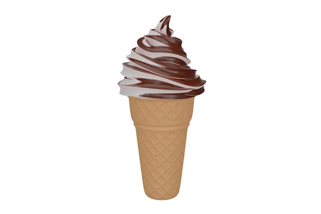 3d rendering spiral shaped ice cream cone