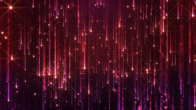 3D rendering of a starfall of falling bright particles