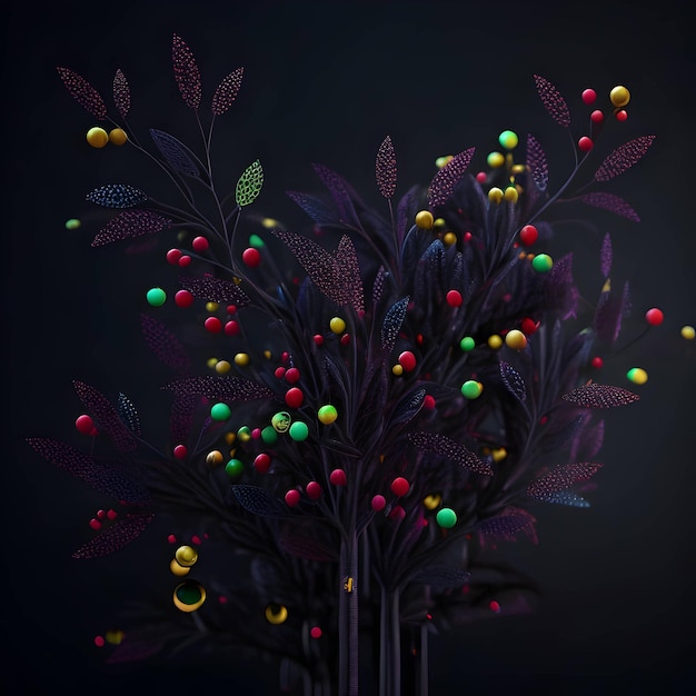 3d rendering of stylish bright branches with