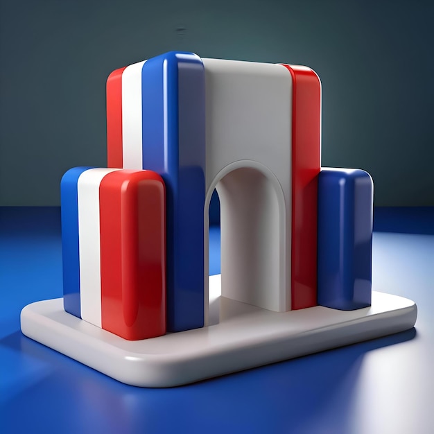 Photo 3d rendering of a stylized archway in the colors of the french flag perfect for patriotic designs celebrations or historical themes