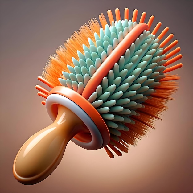 3D rendering of a stylized hairbrush with a modern design perfect for adding a touch of playful vibrancy to any project