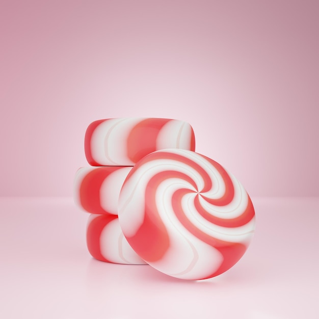 3D rendering swirl peppermint candy