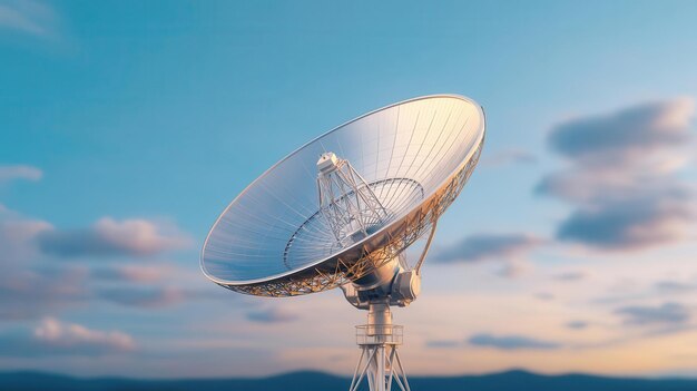 Photo a 3d rendering of a telecommunications satellite dish receiving signals telecommunication satellite