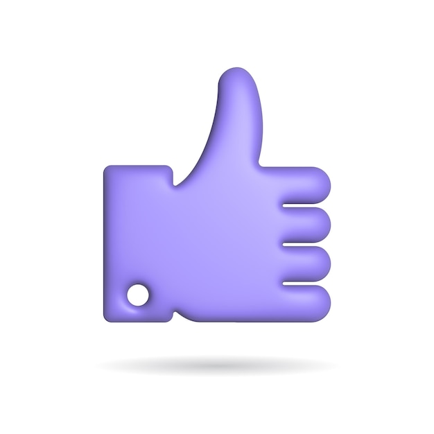 3d rendering thumb up icon Illustration with shadow isolated on white