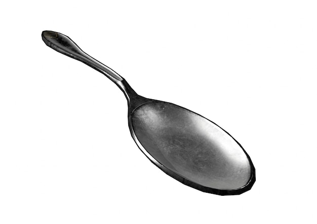 3d rendering top view of metal spoon with clipping path isolated on white background