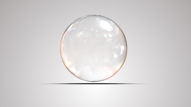 3d rendering of a transparent glass ball