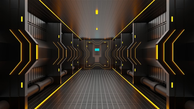 3d rendering tunnel High tech technology sci-fi Abstract background